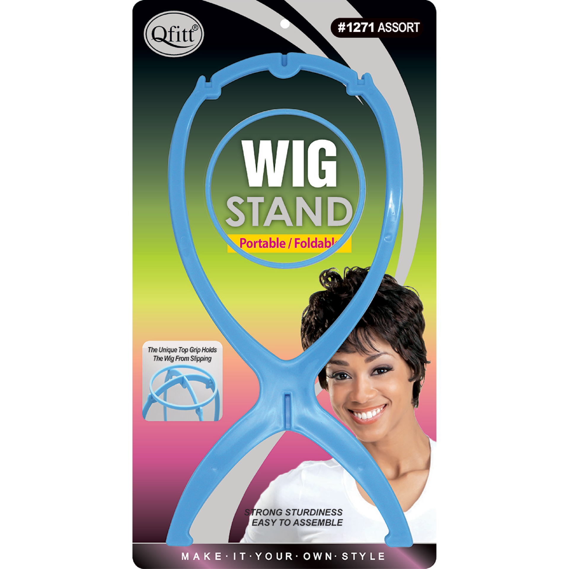 Qfitt Portable/Foldable Wig Stand #1271 - Beauty Bar & Supply