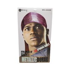 King J Extra Long Tie 40" Silky Mettalic Durag #2016 Assort - Beauty Bar & Supply