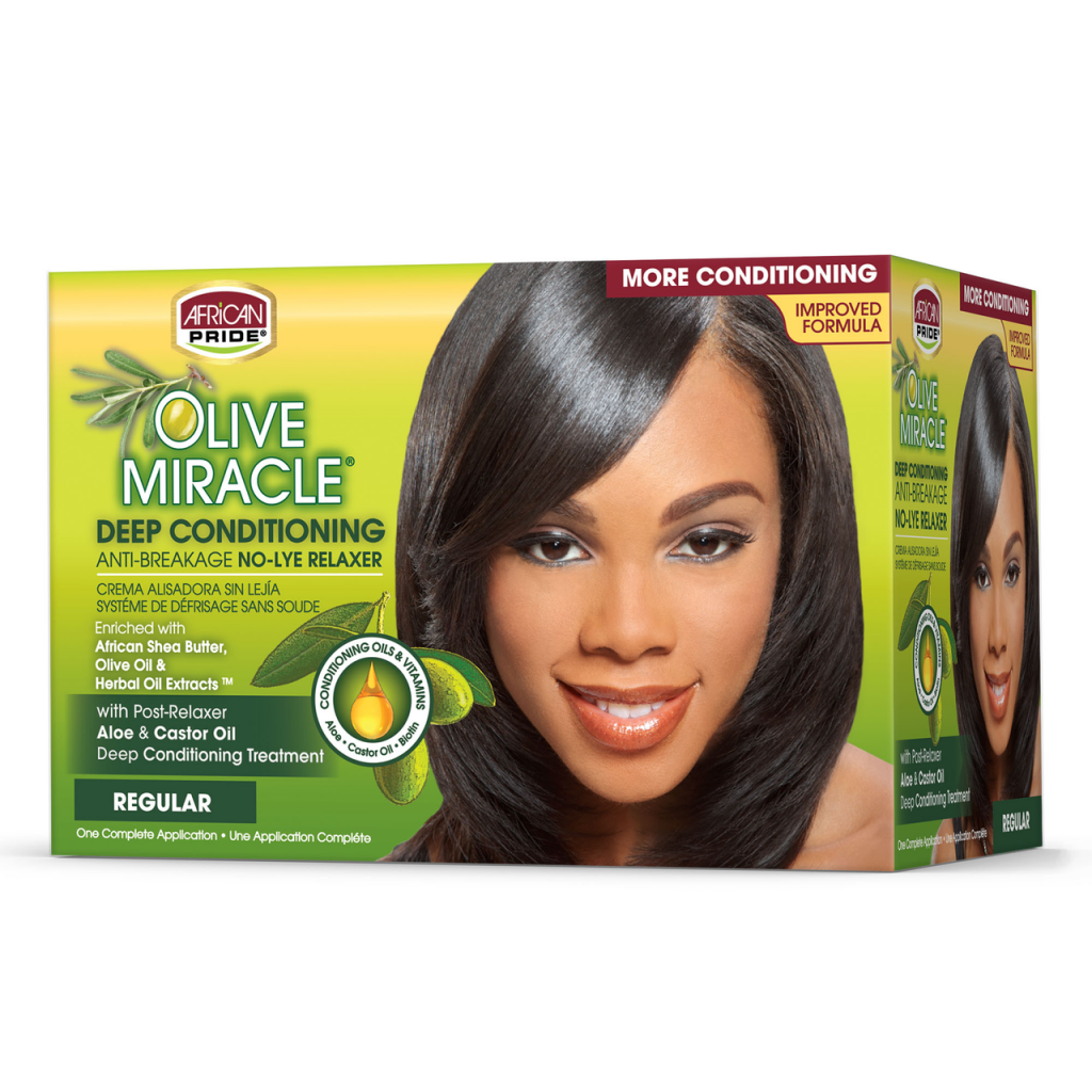 Africa Pride Olive Miracle Deep Conditioning No-Lye Regular Relaxer Beauty Bar & Supply