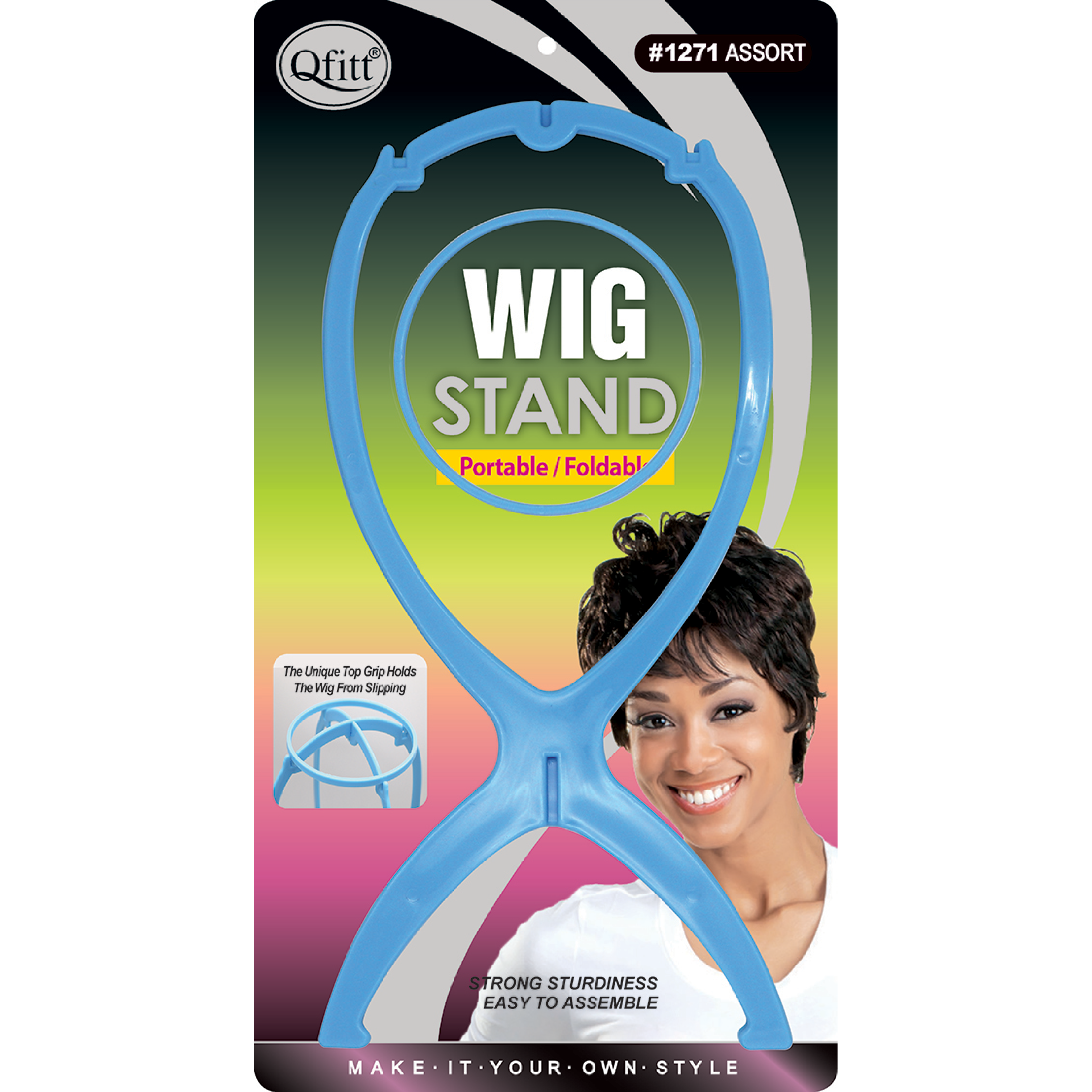 Qfitt Portable/Foldable Wig Stand #1271 - Beauty Bar & Supply