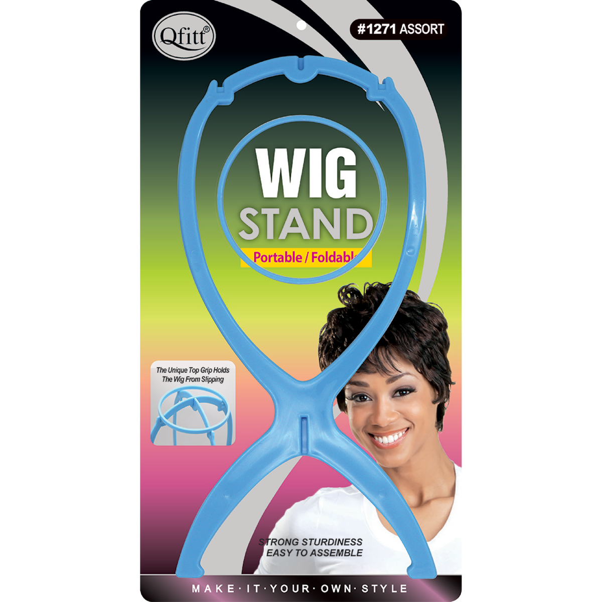 Qfitt Portable/Foldable Wig Stand #1271 - Beauty Bar & Supply