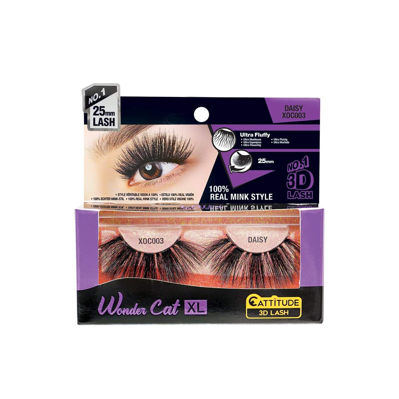 Ebin New York Wonder Cat XL 25MM 3D Faux Mink Eye Lashes-Daisy - Beauty Bar & Supply