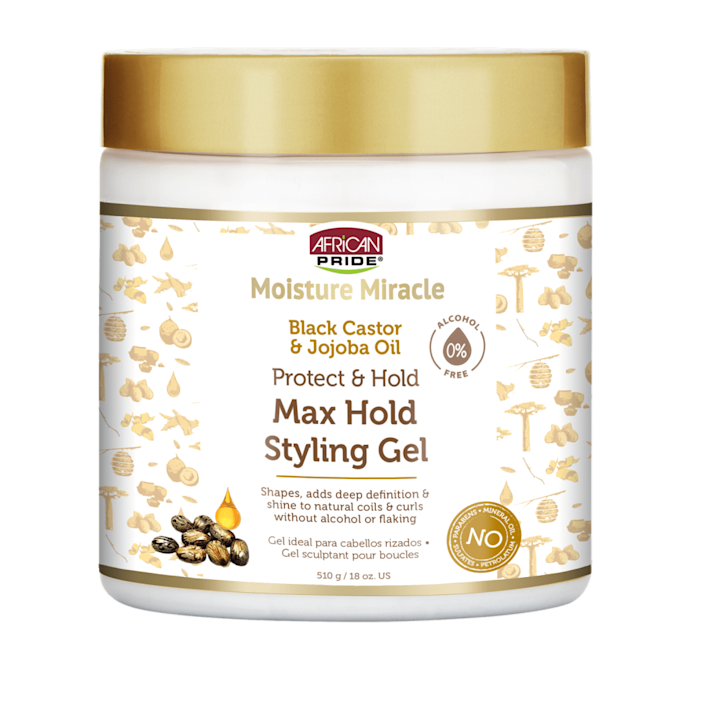 African Pride Moisture Miracle Black Castor &amp; Jojoba Oil Max Hold Styling Gel - Beauty Bar & Supply