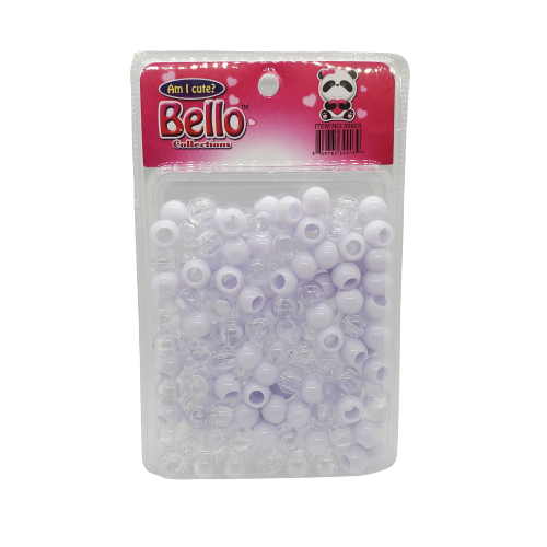Bello Collections Hair Beads-White/Clear #39903