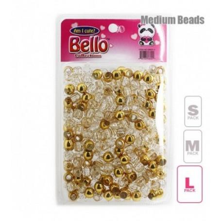 Bello Collections Hair Beads-Clear Gold Glitter/Solid Gold #38800-G - Beauty Bar & Supply
