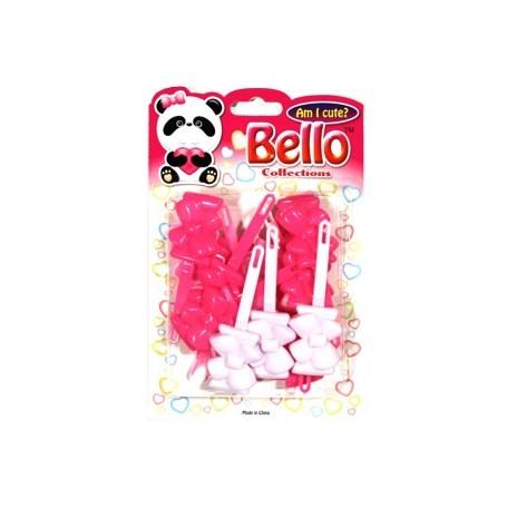 Bello Collection Bow Barrette-Pink/Light Pink/White #28422