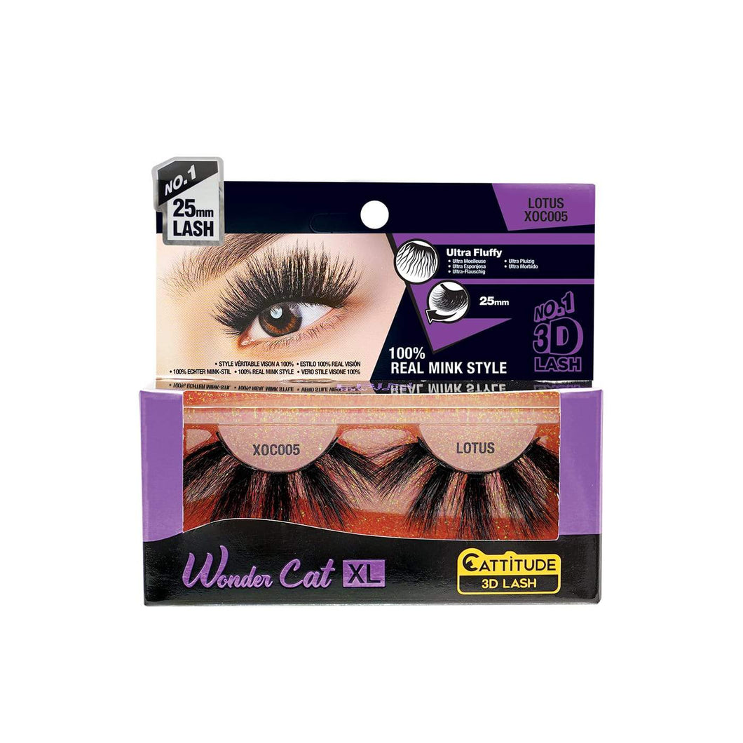 Ebin New York Wonder Cat XL 25MM 3D Faux Mink Eye Lashes-Lotus - Beauty Bar & Supply