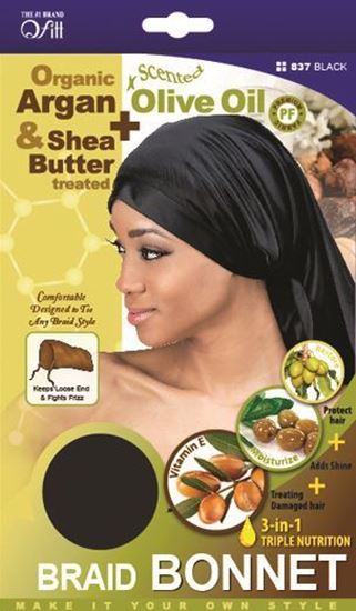 Qfitt Braid Bonnet-Organic Argan & Shea Butter +Scented Olive Oil #837 - Beauty Bar & Supply